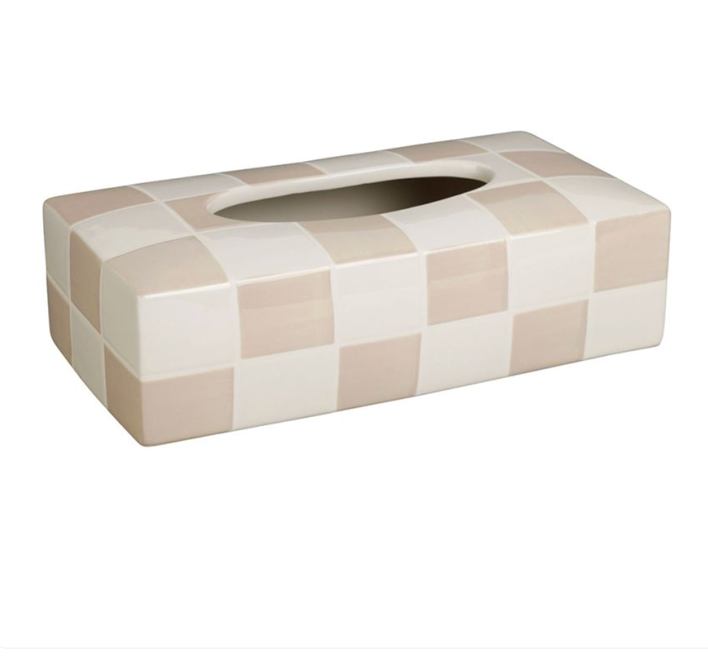 BOITE P/MOUCHOIR KAROZ ECRU 25X12XH6CM
