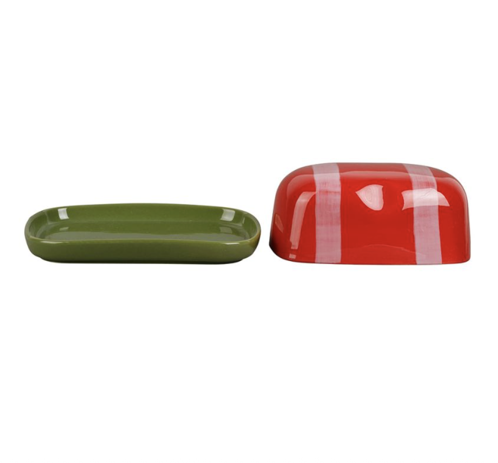 BEURRIER KITCHFUN ROUGE+VERT 18X12X7.5CM
