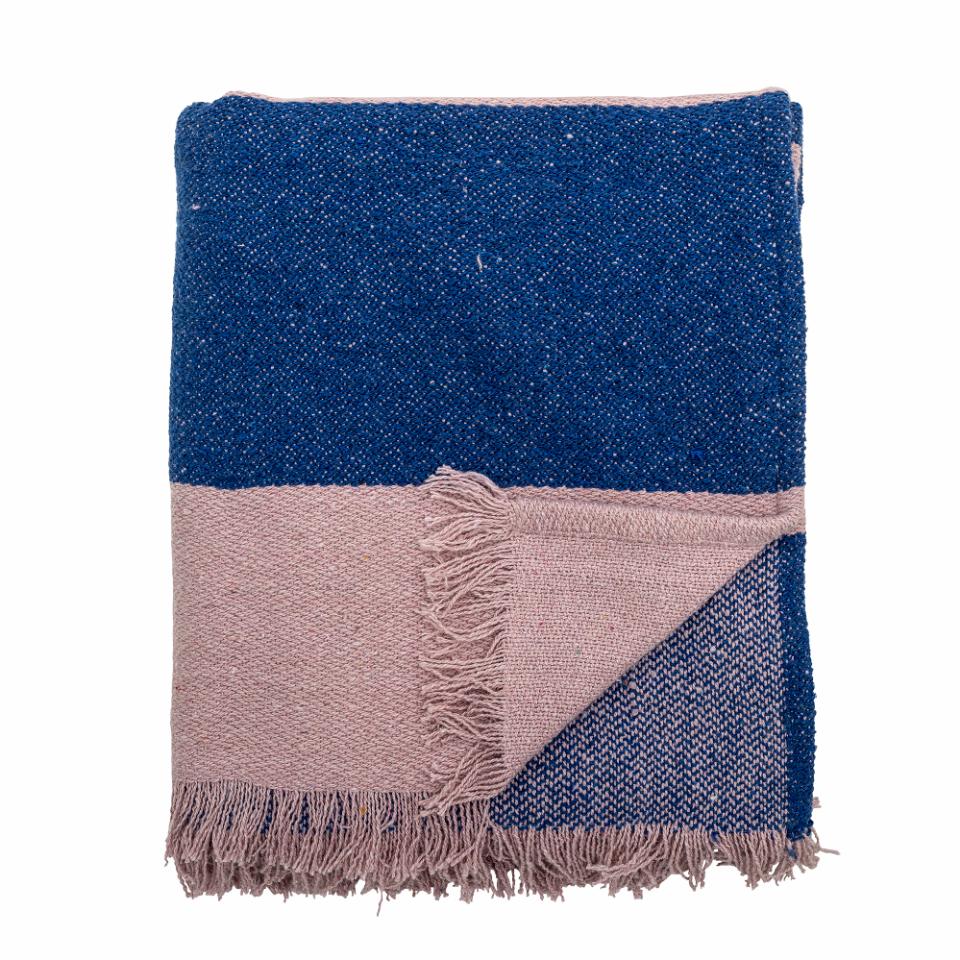 Cadeo Plaid, Bleu, Coton recyclé