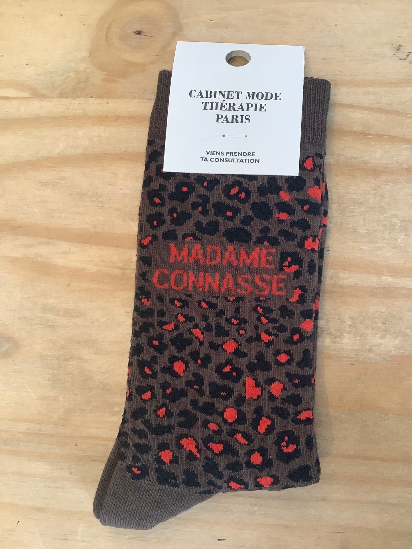 Chaussette léopard rouge Madame connasse
