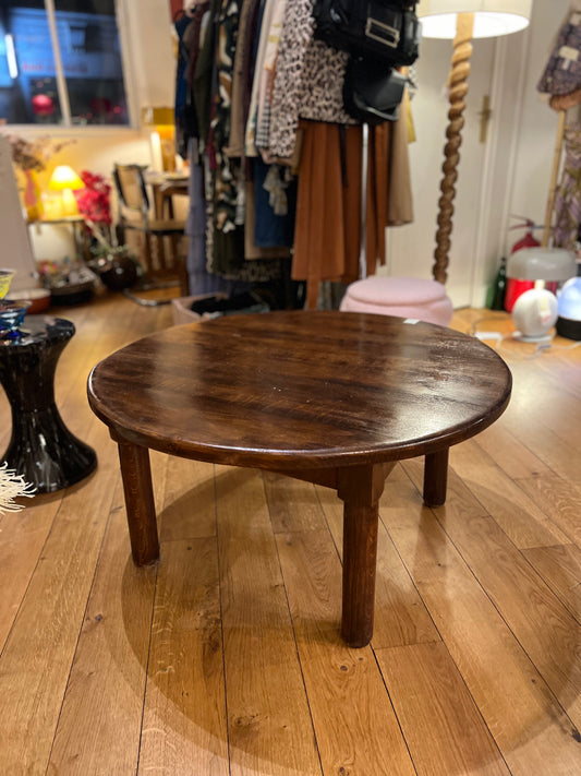 Table basse bois brutaliste vintage