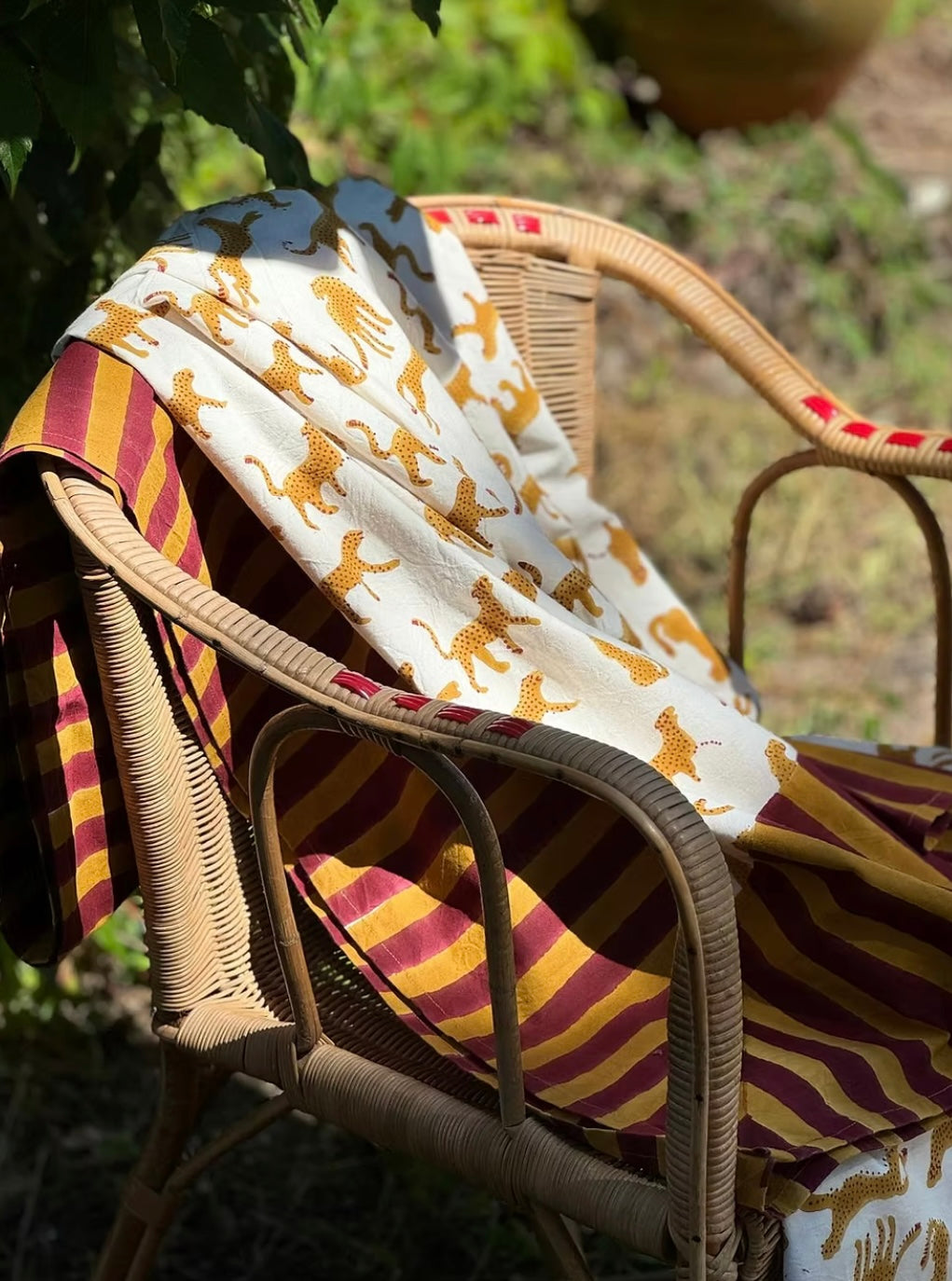 Nappe Indienne animal - Fauve écru 170x250 cm