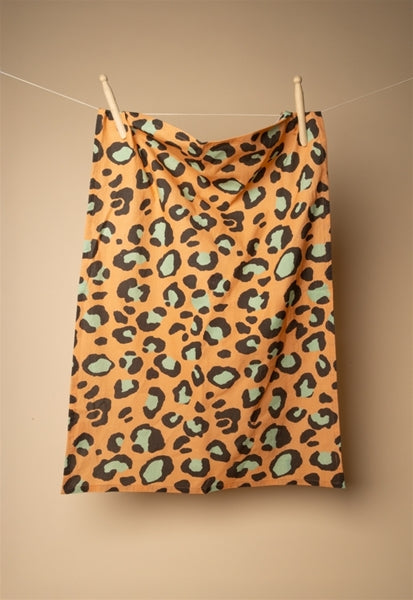 Torchon Leopard Orange/Menthe - 50x70 cm
