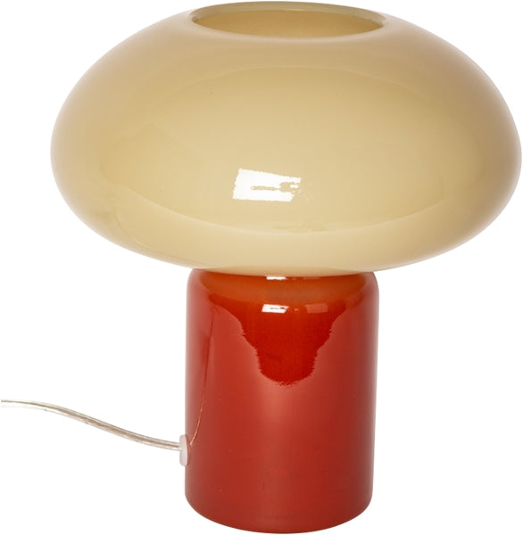 Lampe Verre Rouge/Crème - 23xø22 cm
