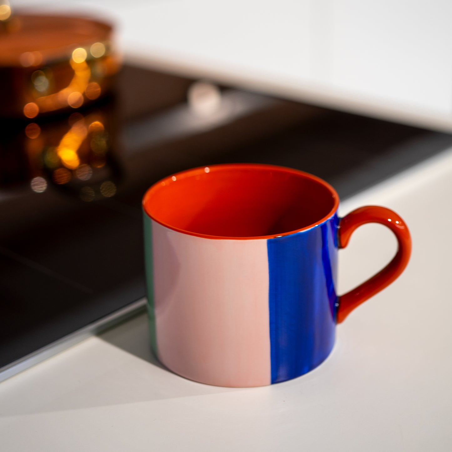 Mug en grès rose/bleu/vert