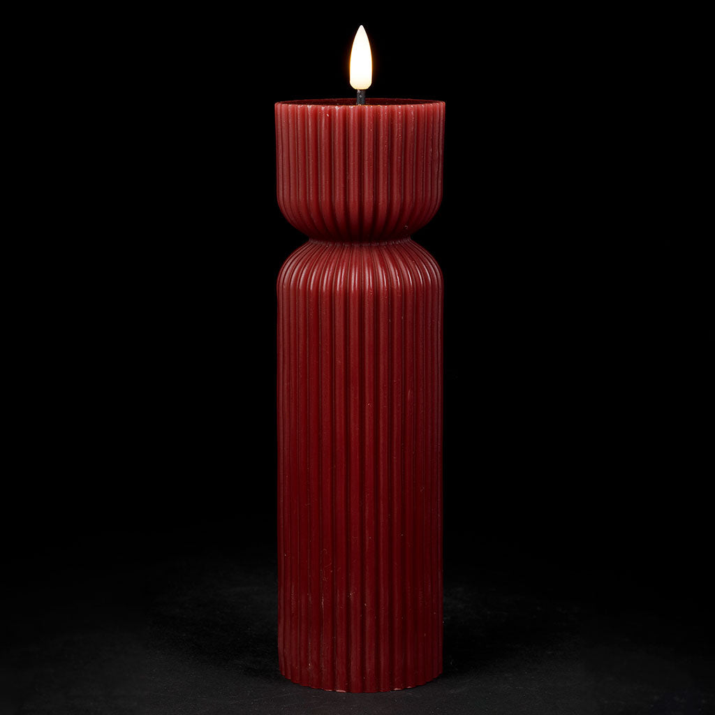 BOUGIE LED PILIER GRENAT D6.5XH25CM PARAFFINE
