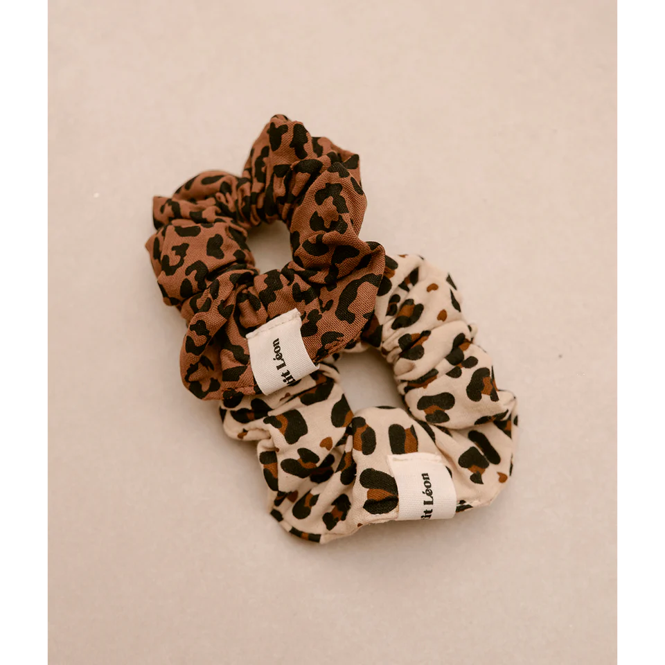 Chouchou gaze de coton - Léopard Coeur