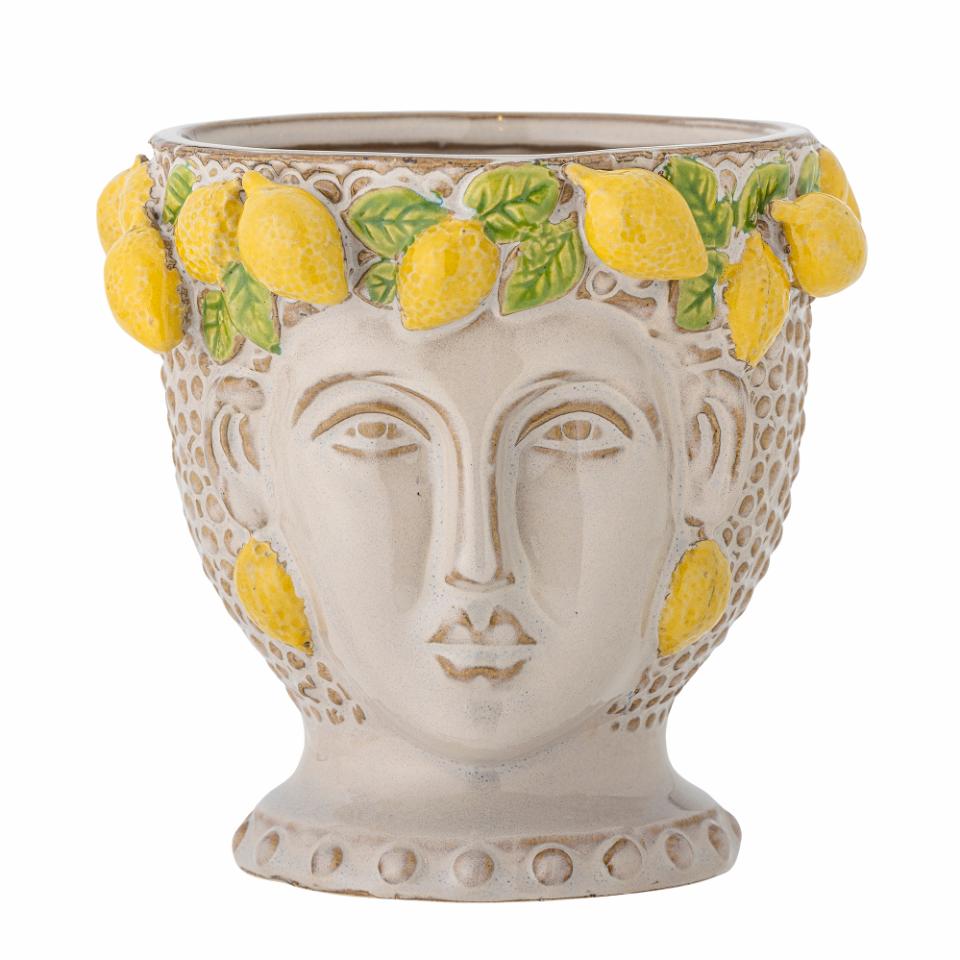 Pot de fleurs citron, Jaune, Grès