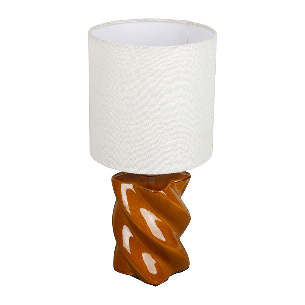 LAMPE NIRA CAMEL+BLANC D15.5XH31.5CM CERAMIQUE