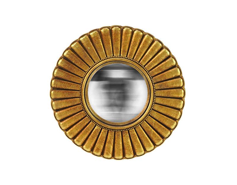 Miroir fleur convexe doré 20cm