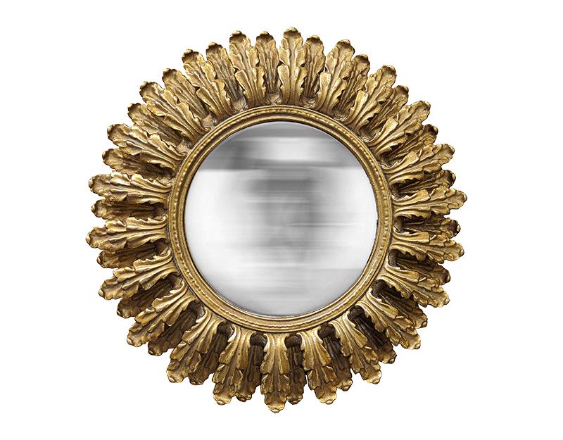 Miroir convexe pétales doré 19.5cm