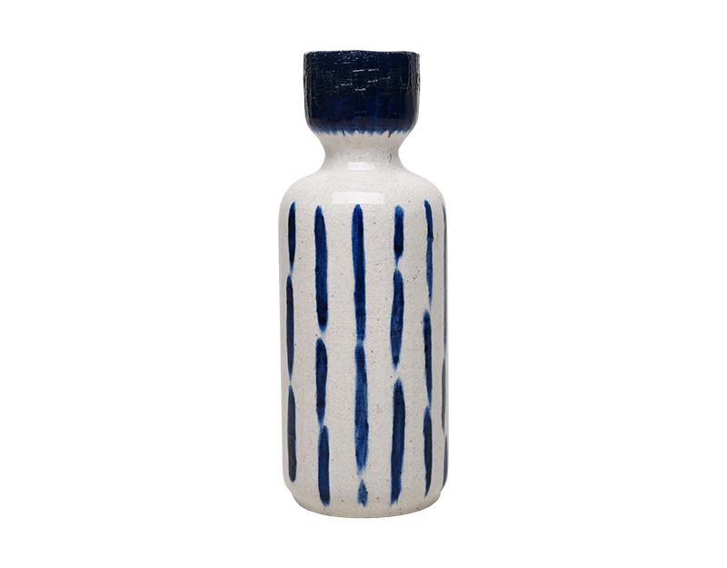 VASE CERAM MOTIF BLEU 9.7X26CM