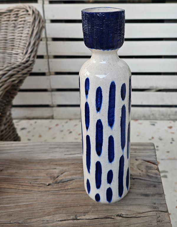 VASE CERAM MOTIF BLEU 9X34.5CM