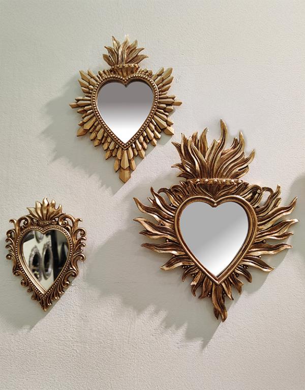 Déco murale ex-voto doré miroir 15.5x11cm