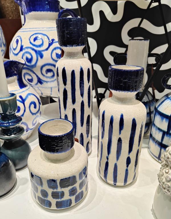 VASE CERAM MOTIF BLEU 9X34.5CM