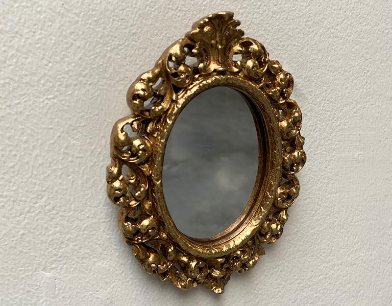 MIROIR STYLE ANCIEN DORE 10,6X13,7CM