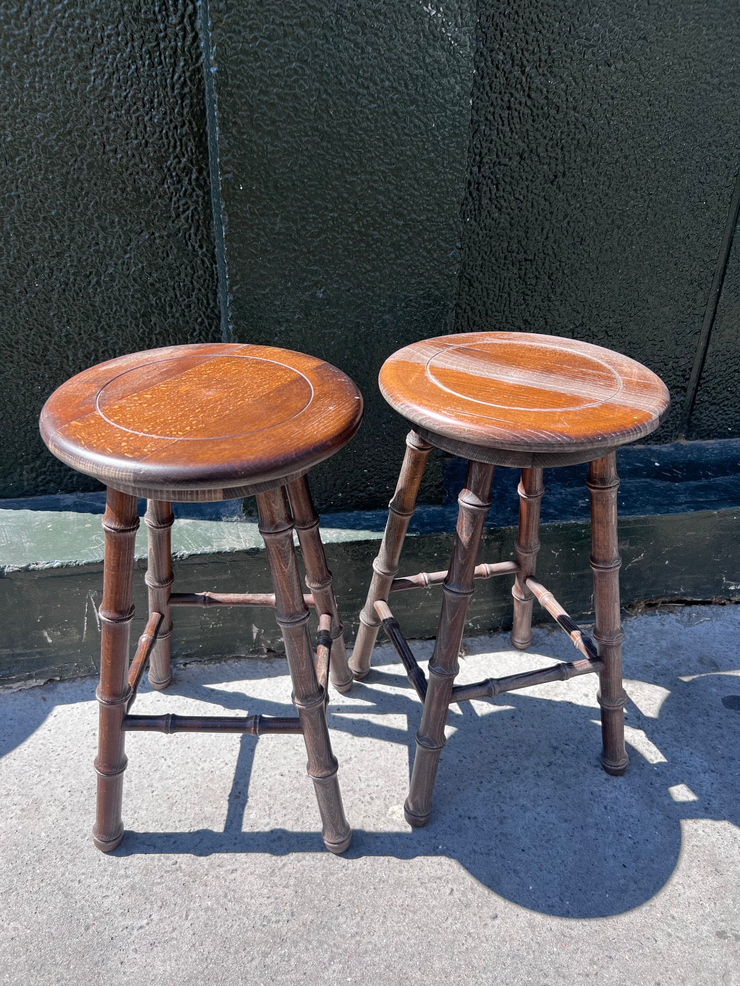 Tabouret pieds bambou vintage