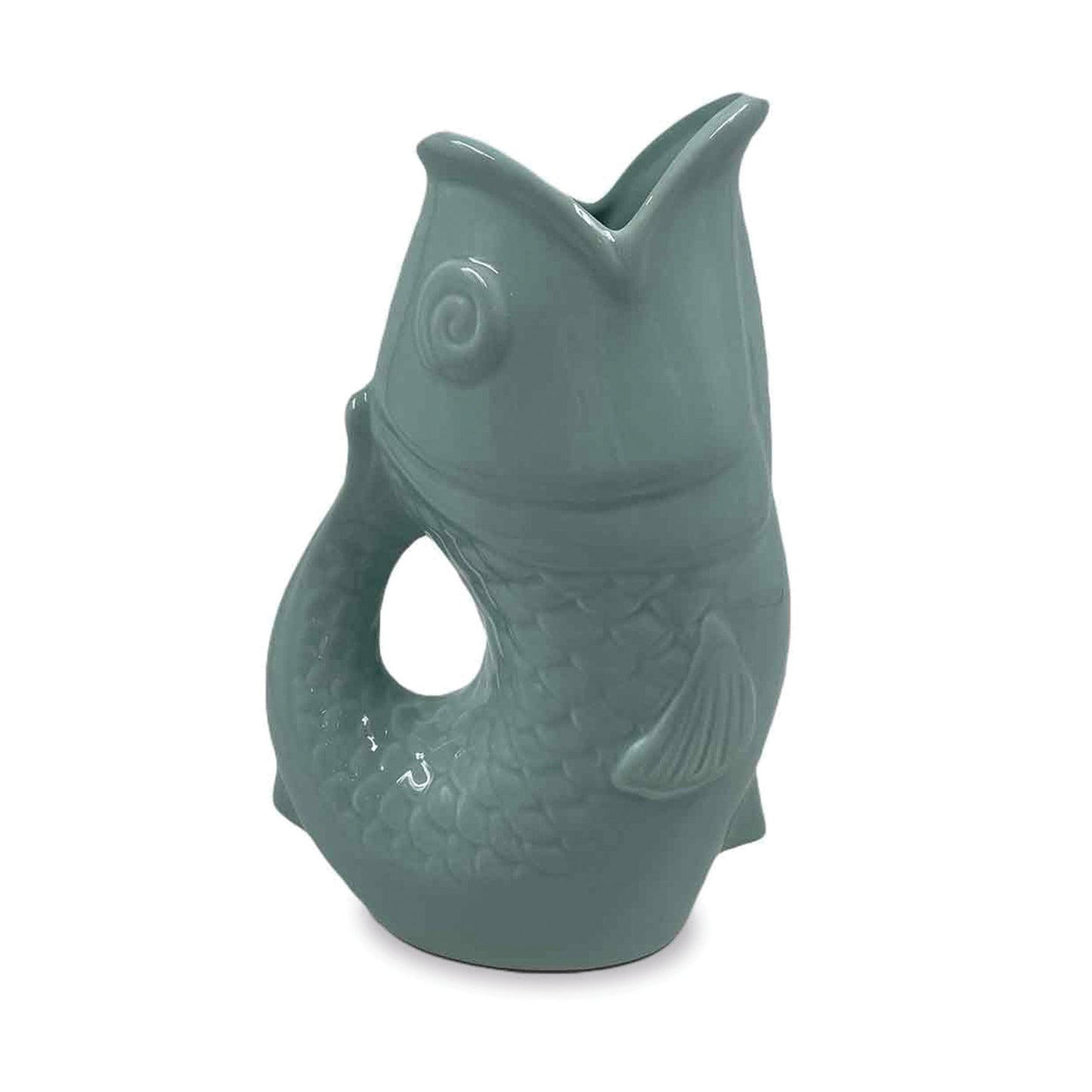 Vase pichet Poisson gm bleu givré L16,5 P11 H25,3cm