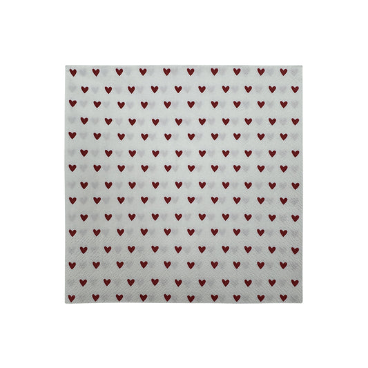 serviette papier petit cœur rouge x20