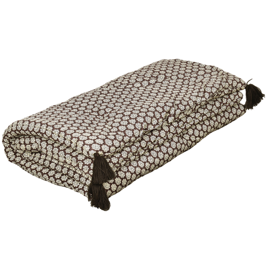 Sofa cover print jaipur marron rembourré 80x200cm