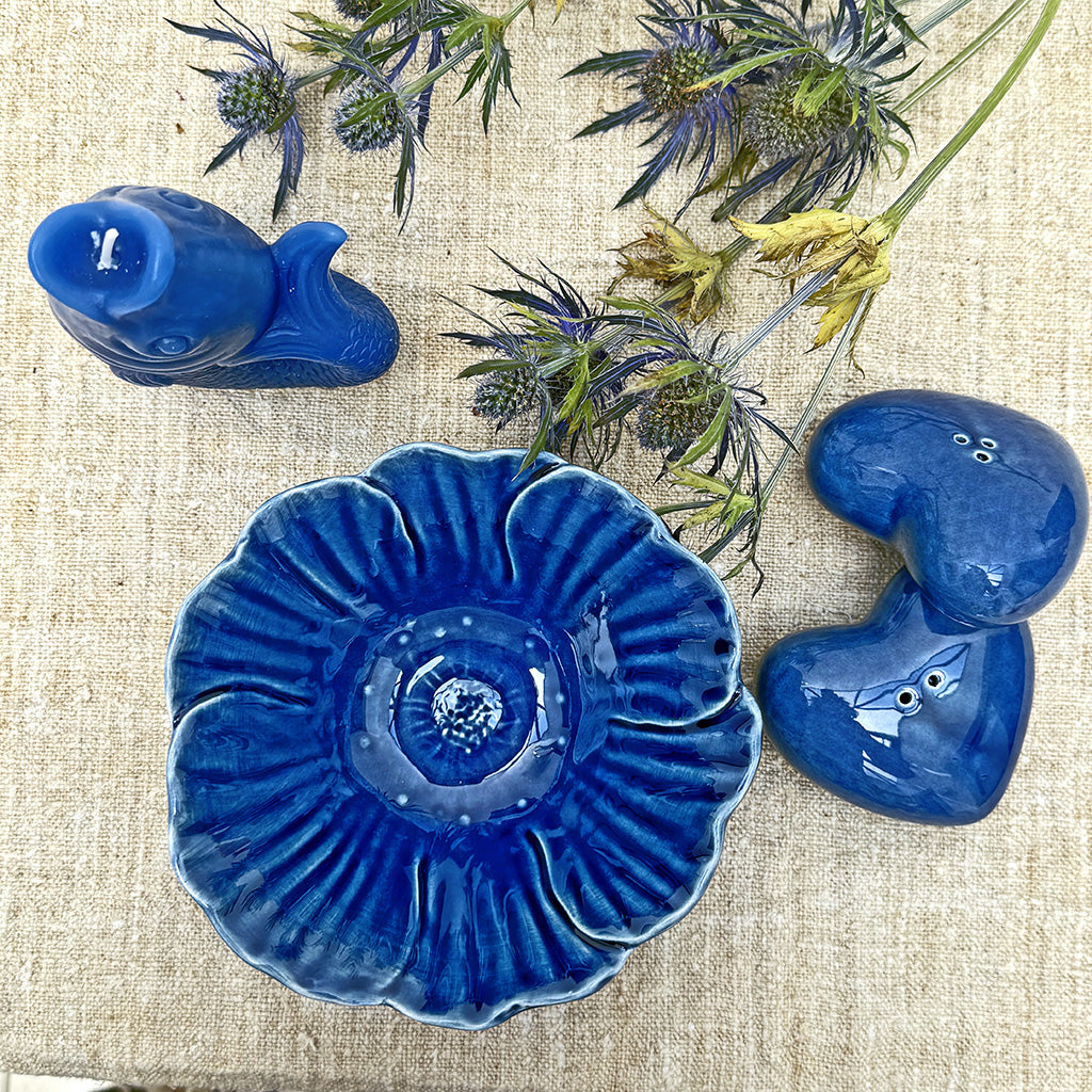 Coupelle Fleur bleu D15 H6cm