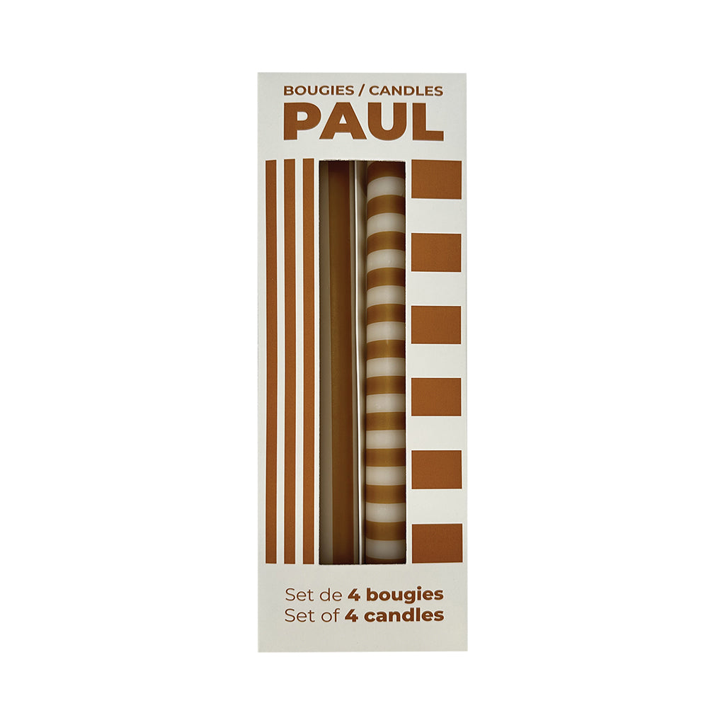 Set de 4 bougies longues paul ocre D2,1 H25cm