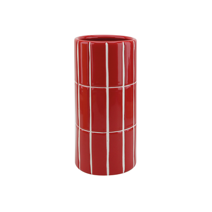 Vase carrelage rouge D10,5 H23cm