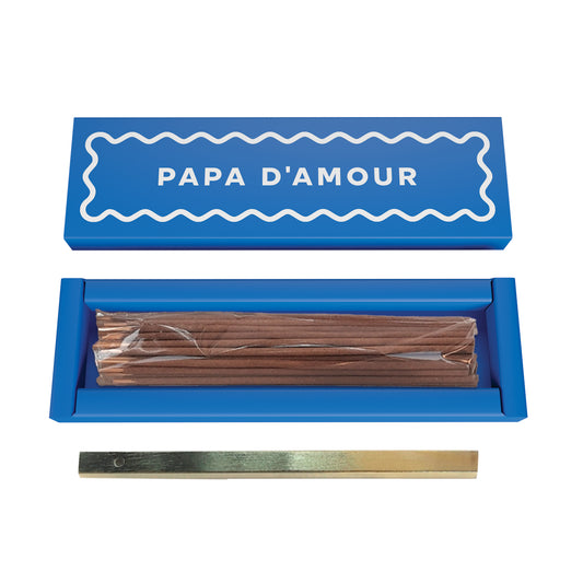 Encens bâtonnets Carezze papa d'amour bleu ocean avec support