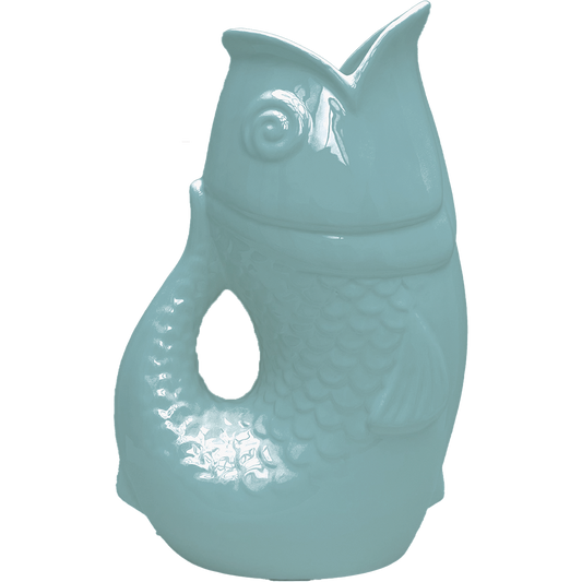 Vase poisson xxl bleu givré L16,5 P26 H39,5 cm