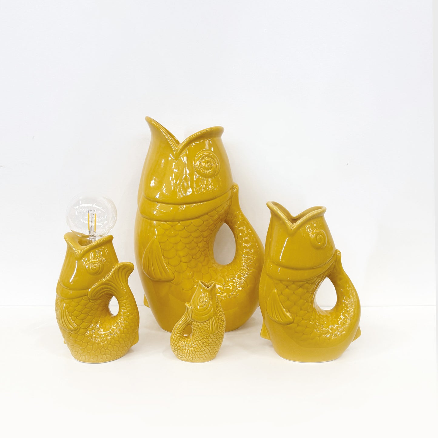 Vase poisson xxl safran L16,5 P26 H39,5 cm