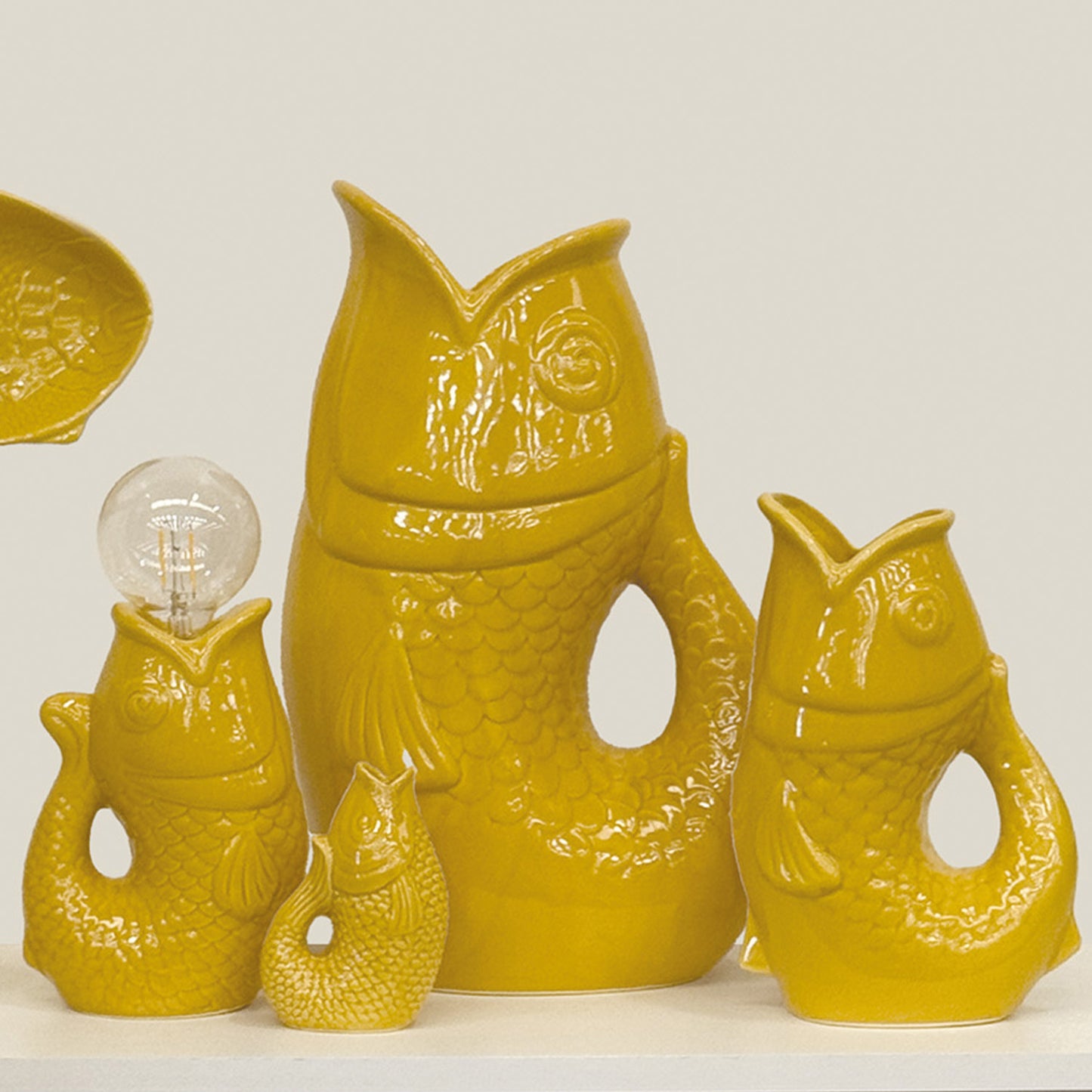 Vase poisson xxl safran L16,5 P26 H39,5 cm