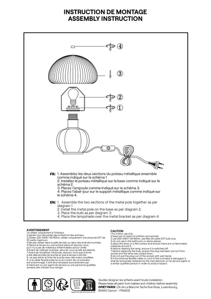 Lampe Madeleine rose D22 H25cm
