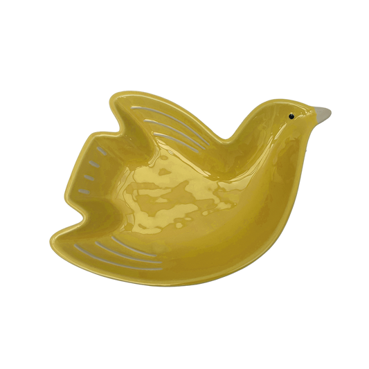 Plat cuicui oiseau jaune gm L30,5 P20,7 H5cm