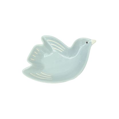 Coupelle cuicui oiseau bleu givré pm L16,2 P11 H3cm