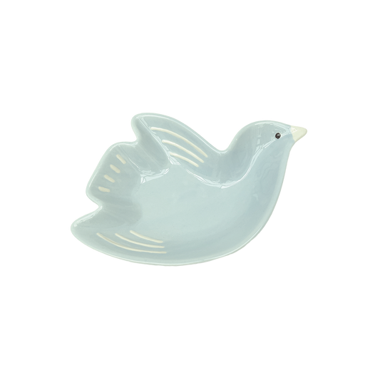 Coupelle cuicui oiseau bleu givré pm L16,2 P11 H3cm