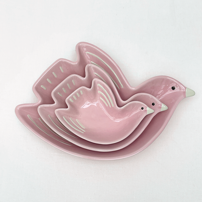 Coupelle cuicui oiseau rose pm L16,2 P11 H3cm
