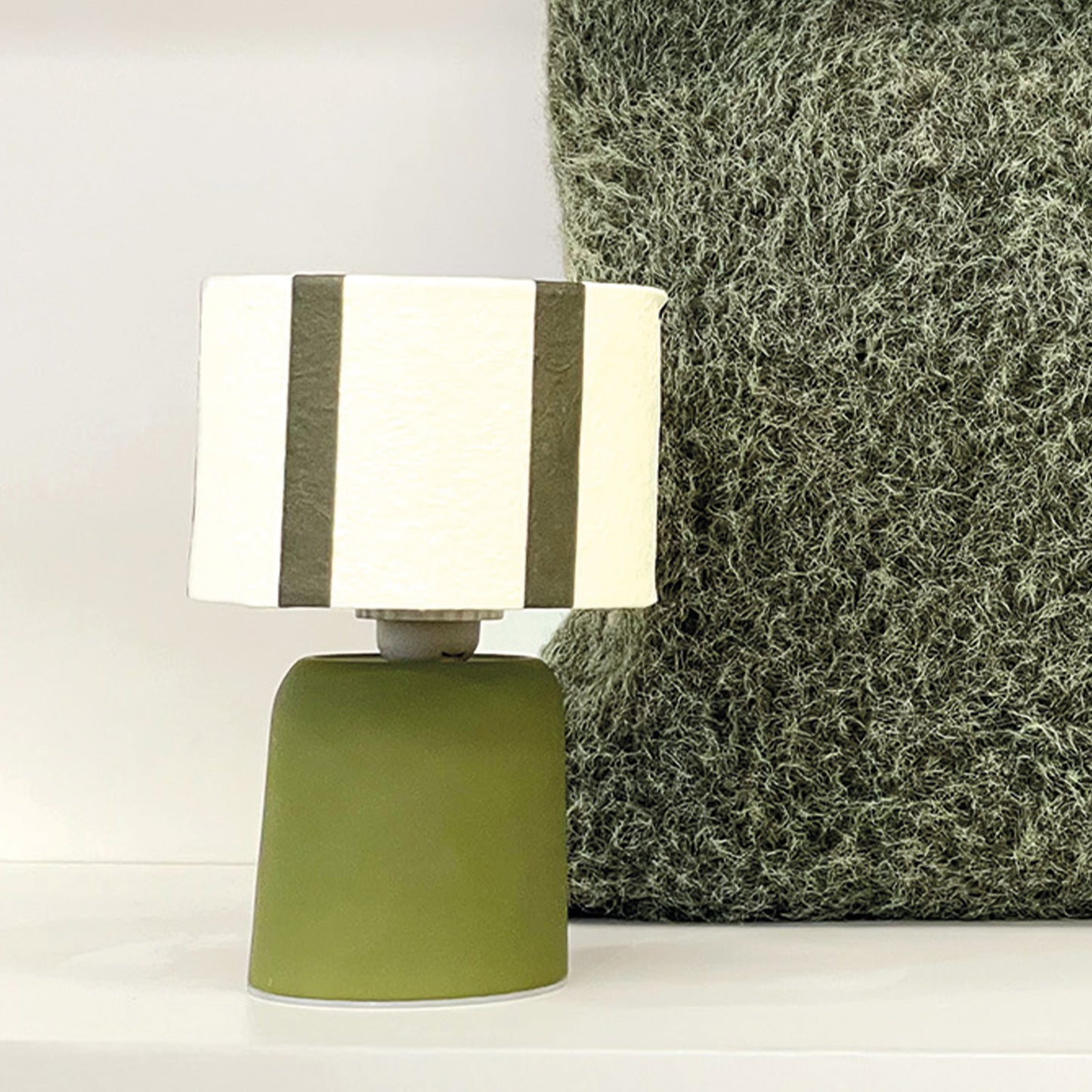 Déco LED rayure kaki à piles D13 H20cm