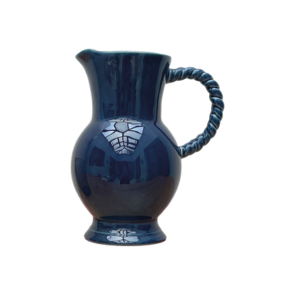 Pichet torsade bleu L17,3 P12,5 H20,5cm