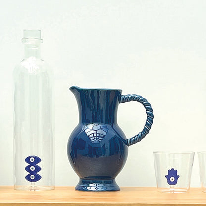 Pichet torsade bleu L17,3 P12,5 H20,5cm