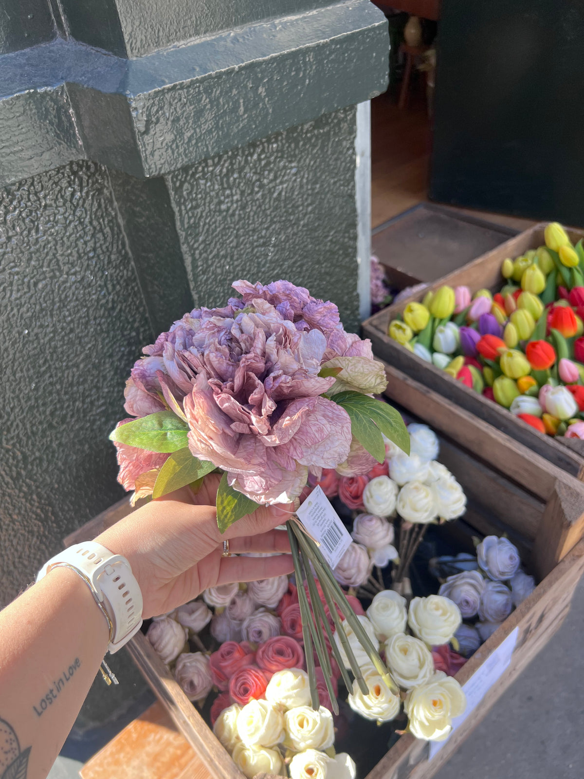Bouquets pivoine hortensia en tissus