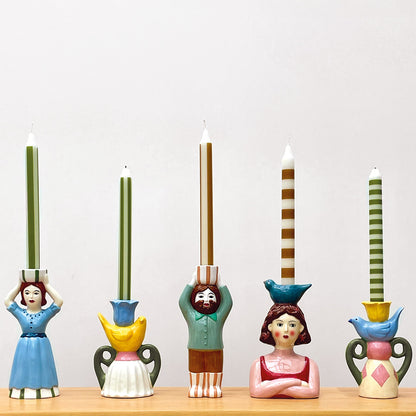 Bougeoir oiseau jaune L8,8 P11,2 H16,2cm