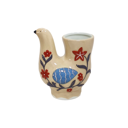Vase oiseau beige L13,5 P9,2 H16cm