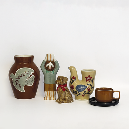 Vase oiseau beige L13,5 P9,2 H16cm