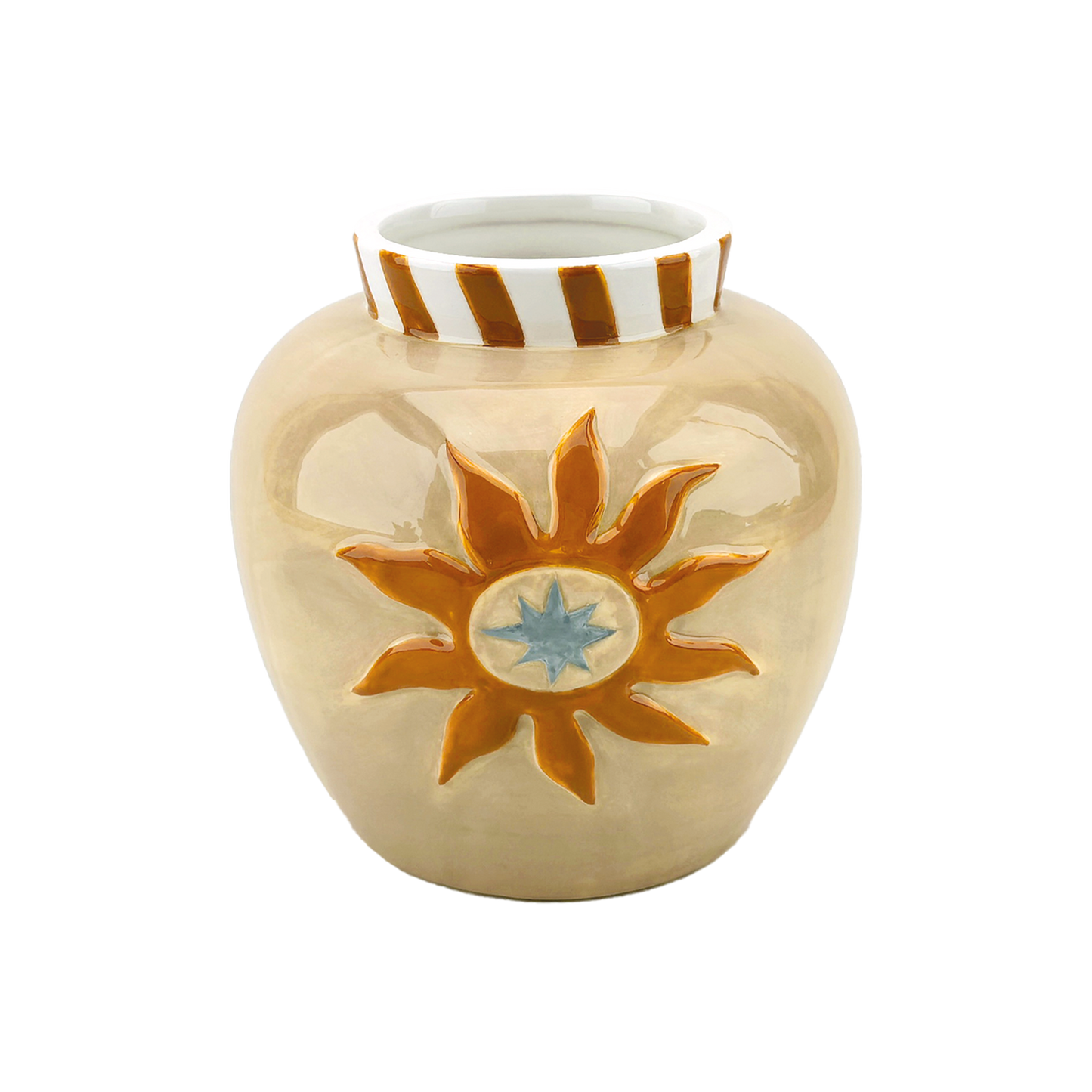Vase soleil beige L15,2 P14,8 H14,6cm