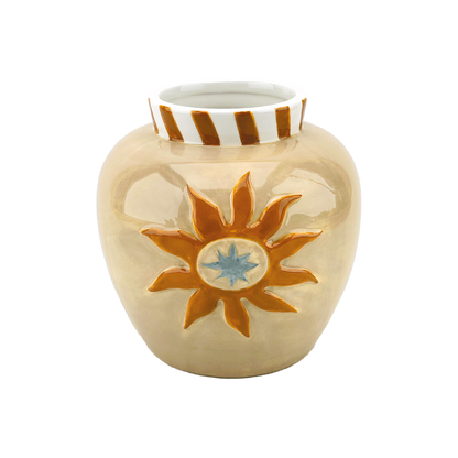 Vase soleil beige L15,2 P14,8 H14,6cm