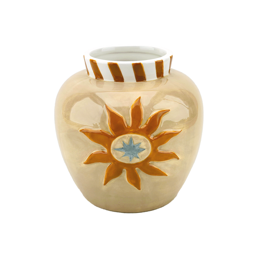Vase soleil beige L15,2 P14,8 H14,6cm