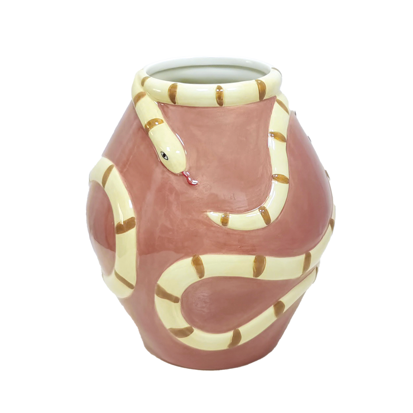 Vase serpent rose D18,3 H21cm