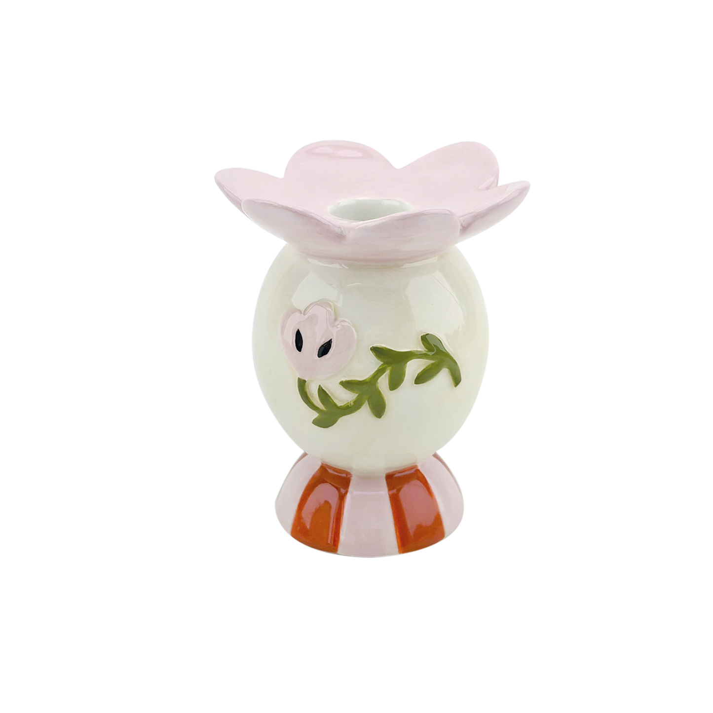 Bougeoir fleur rose L9 P8,5 H11cm