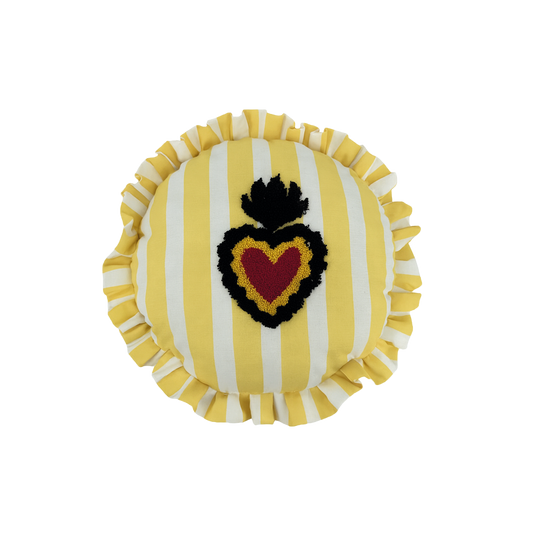 Coussin trattoria cœur jaune D42cm