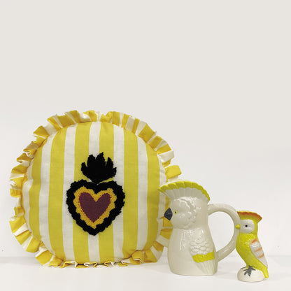 Coussin trattoria cœur jaune D42cm